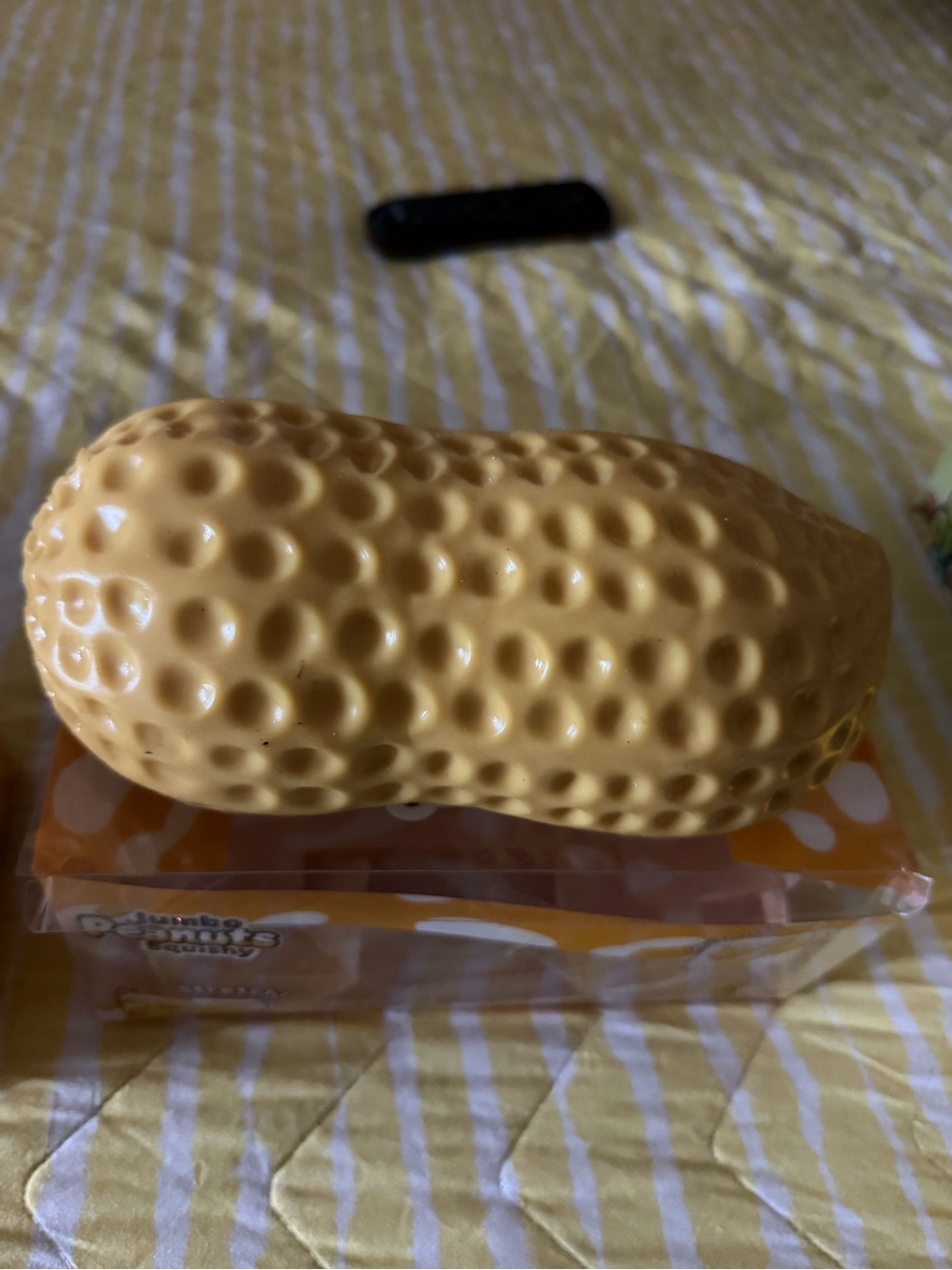 Novelty Peanut-Shaped Squishy Toy in Mustard Yellow